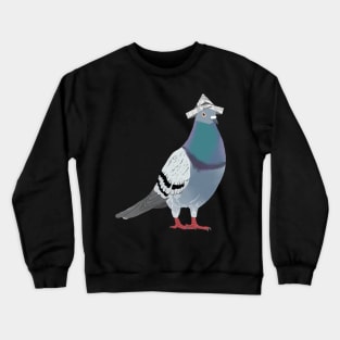 Pigeon with Newspaper Hat Crewneck Sweatshirt